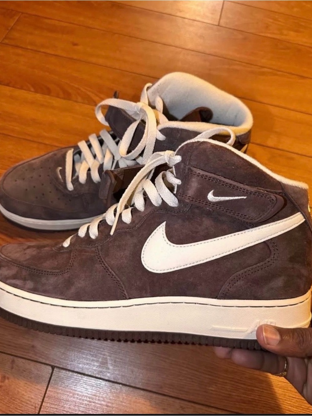 Nike Mid-Top Suede Sneakers in Brown and White